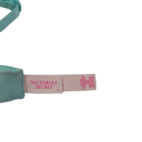 Victoria's Secret Mint Sparkle Plunge Push Up Bra - Size 34C - Picture 11 of 14